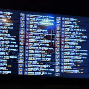 Beer menu