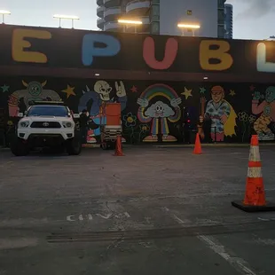 a car parked in a parking lot