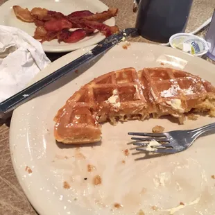 Belgian waffle &amp; bacon