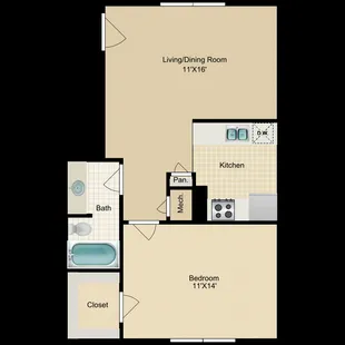 1 Bedroom 1 Bath 657 Sq Ft