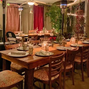 a dining room set for a holiday party