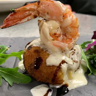 a shrimp and crab cake