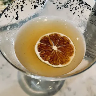 Margarita Deluxe served in a shaker (actually you get two glasses worth for $25)