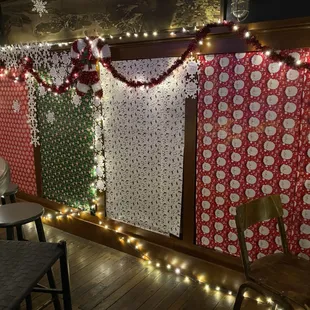 a room decorated for christmas