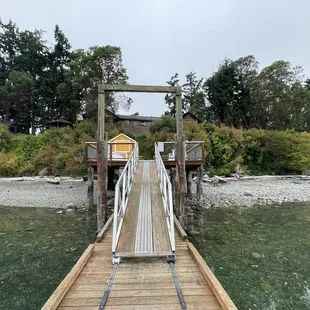 Behind the main cabin/on the dock