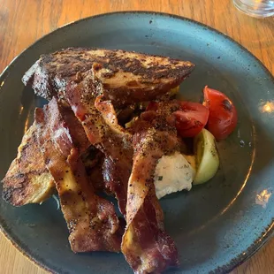 Savory French toast with bacon