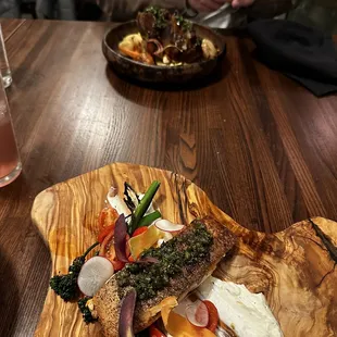 My $36 salmon filet. Didn't come with any sides but the veggies so I ordered a side of mashed potatoes thankfully