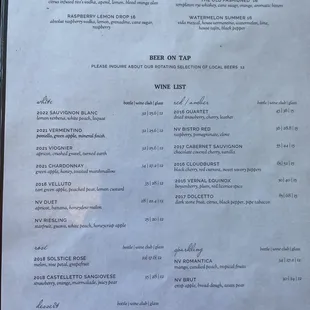 Drink offerings as of October '23