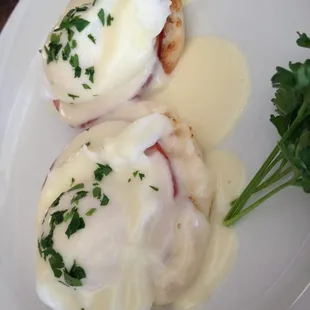 Eggs Benedict very well prepared!  Light sauce and still "eggy."
