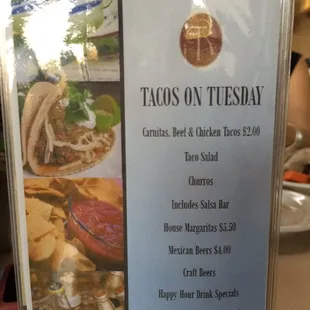 Taco Tuesday menu
