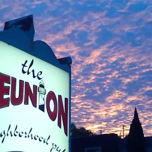 the sign for the reunion