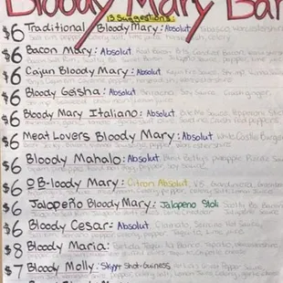 a list of blood mary bars