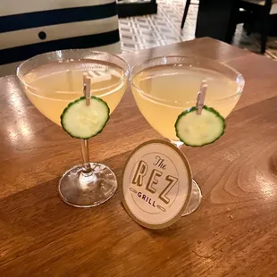 The cucumber vodka and elderflower cocktail.