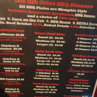 The menu