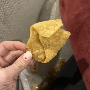 Rock hard, old Cream cheese wontons. Legit could break your teeth.