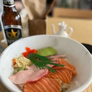 Salmon and Hamachi Donburi