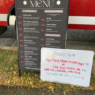 The menu includes some gourmet items.