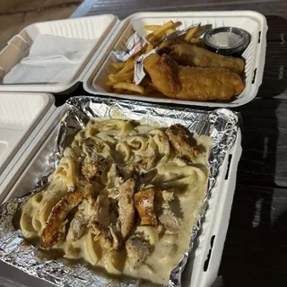 Fish, and chip combo