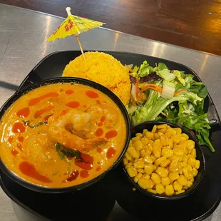 Panang Curry shrimps plate