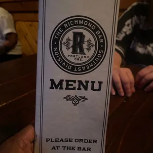 The menu.