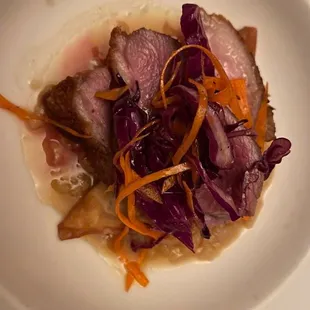 Duck dumpling and breast