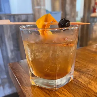 a drink in a glass