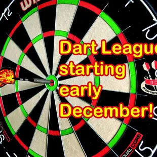 Darts in the Clubhouse starting early December.
