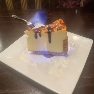 Flaming crème brûlée cheesecake