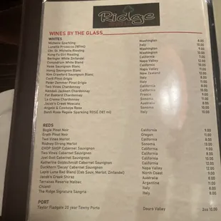 Wine list