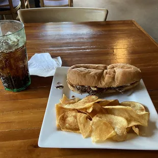 Very tasty steak sandwich and kettle chips I loved it