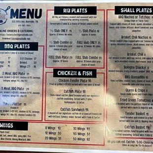 Front of their Menu