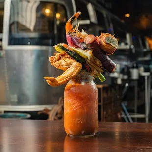 a jar of food on a table