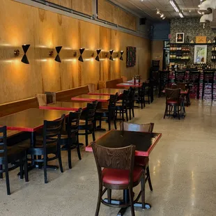 tables and chairs in a restaurant