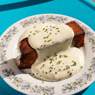 Potato Pave w challerhocker &amp; gruyere whiz!