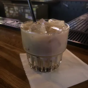 a drink in a glass