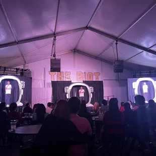 Inside The Riot Comedy Festival tent