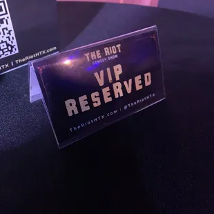 a vip reserved sign