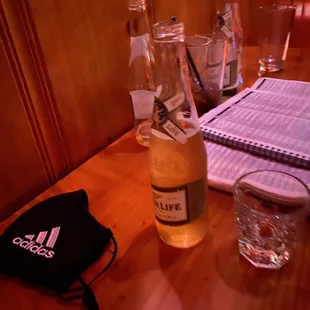 a bottle of beer on a table