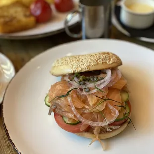 Smoked salmon bagel