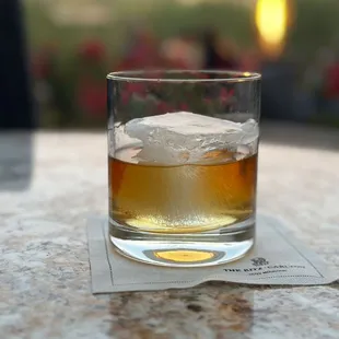 Eagle Rare on the patio at sunset