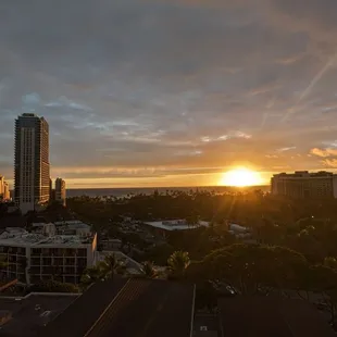 View from our 11th floor room. Amazing sunsets wow.