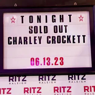 a sign that reads tonight sold out charley crockett