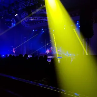 a stage with bright lights
