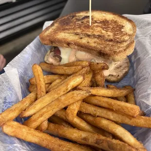 Current burger of the month with seasoned fries (do the seasoned fries! Trust me!!