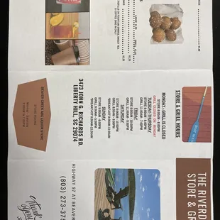 Menu Hours and location