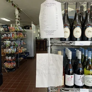 a wine rack with bottles of wine