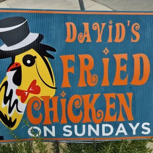 a sign for david's fried chicken on sundays