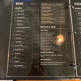 Beer menu
