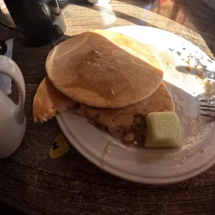 Stale pancakes and watery syrup