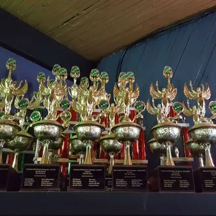 a row of trophies